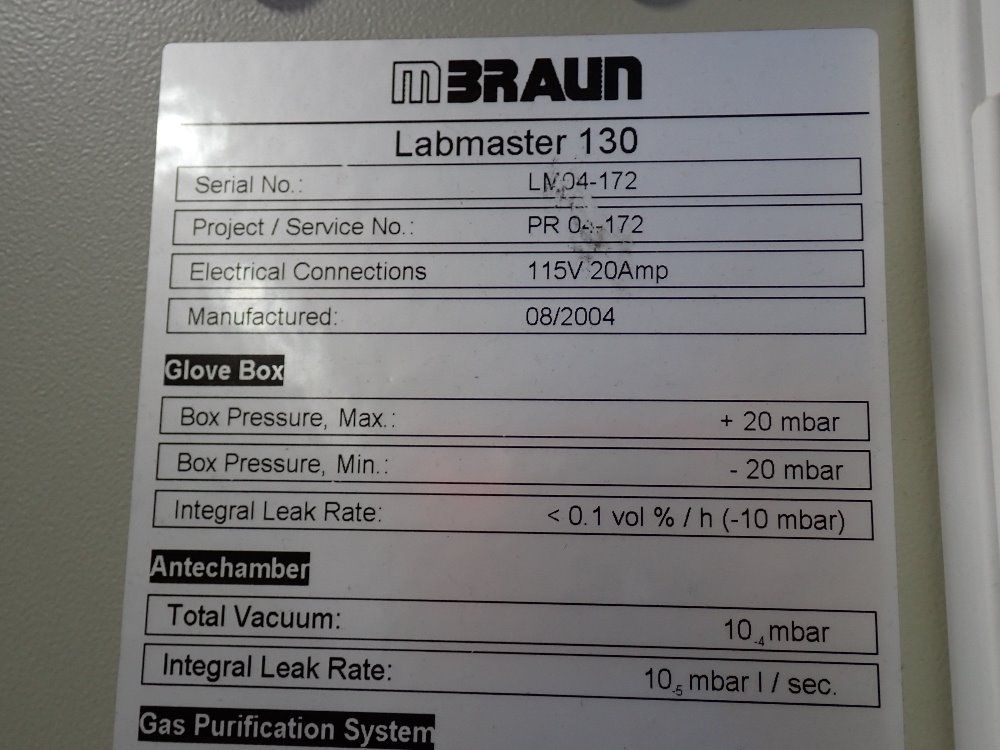 Mbraun Vacuum Chamber - Labmaster 130