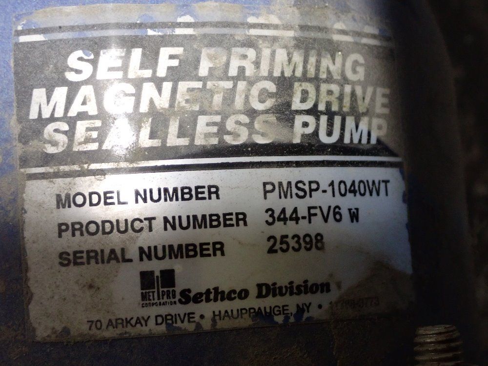 Sethco 1 Hp Sealless Pump - Pmsp-1040wt