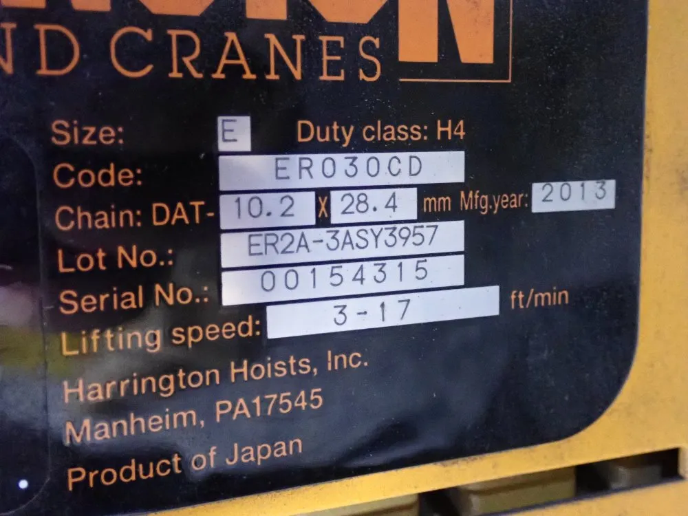 Harrington 3 Ton Chain Hoist