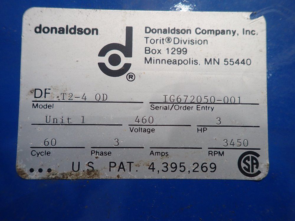 Donaldson Torit Downflo Dust Collector - Dft2-4 Od