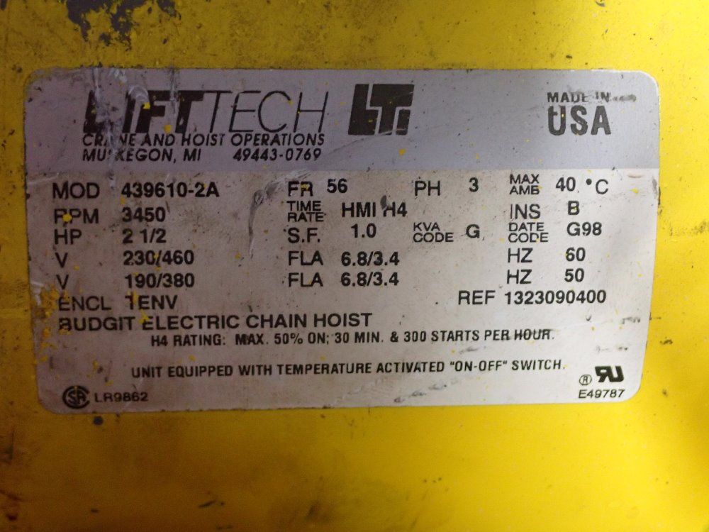 Budgit 4000lbs Hoist - Beh216