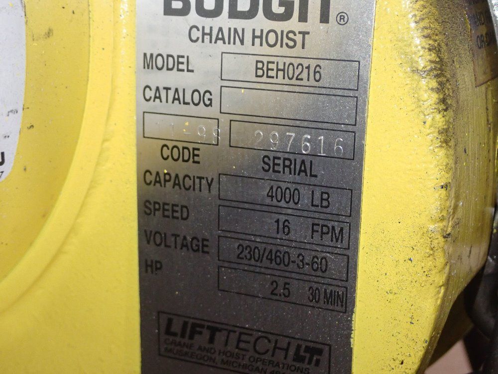 Budgit 4000lbs Hoist - Beh216