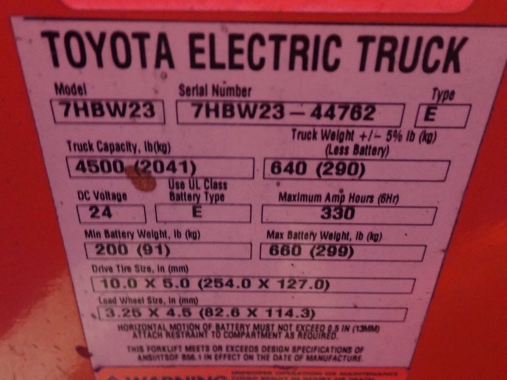 Toyota 4500 Lbs Electric Palletjack - 7hbw 23