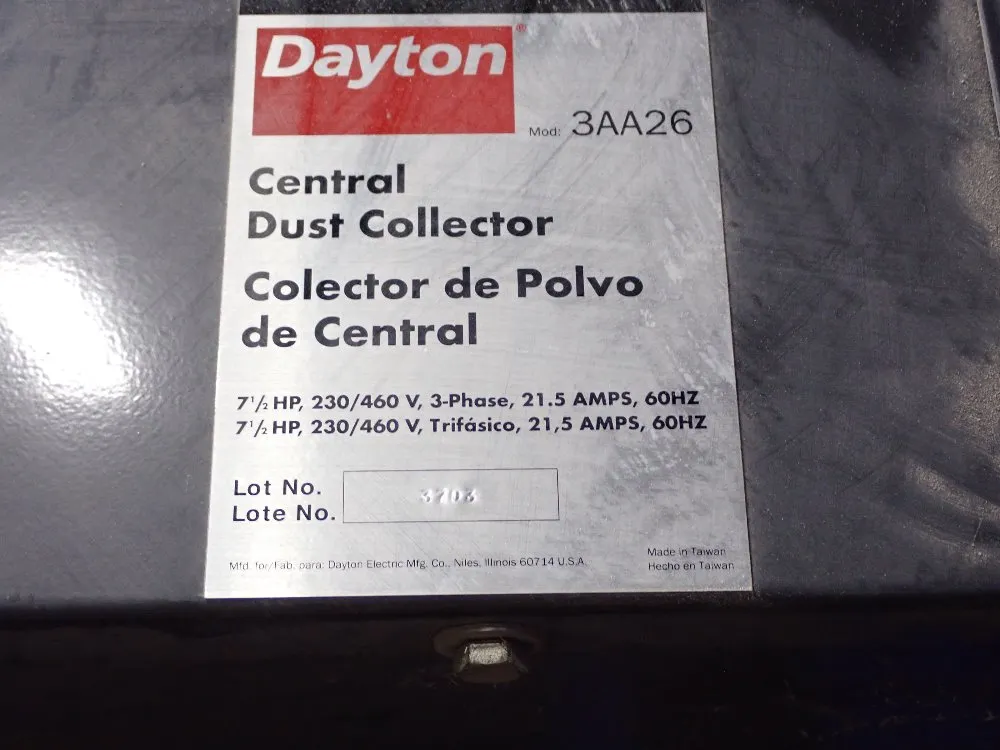 Dayton 7.5 Hp Dust Collector - 3aa26