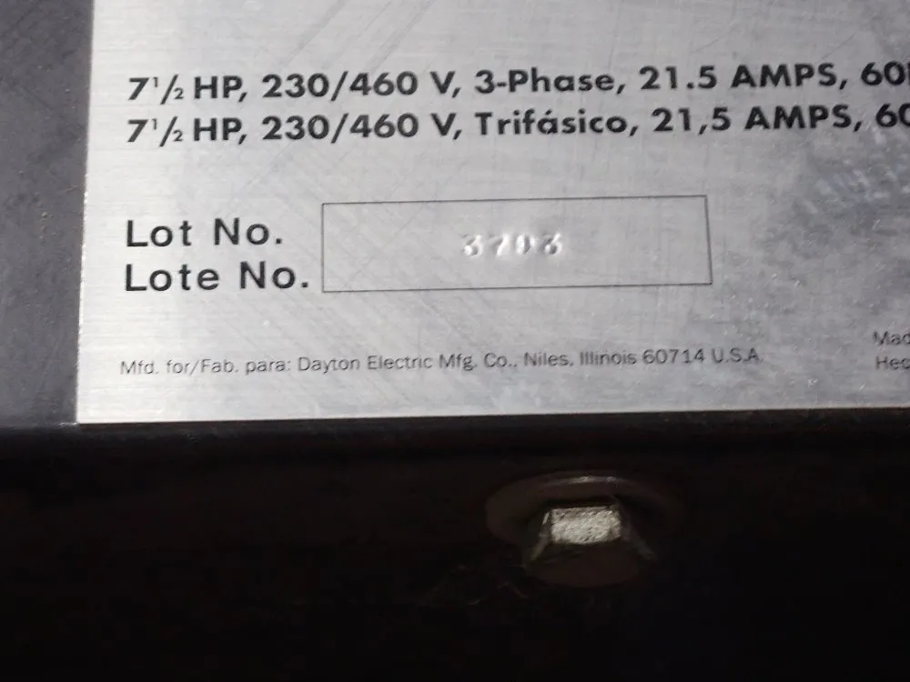Dayton 7.5 Hp Dust Collector - 3aa26