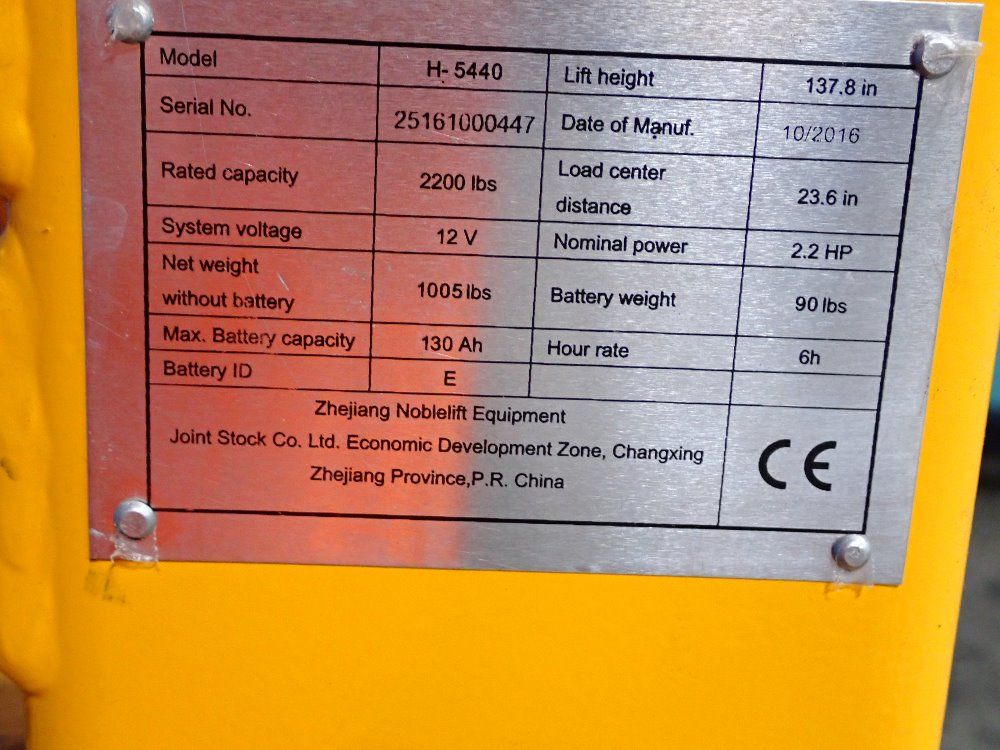 Zhejiang Noble Lift Equipment 2200 Lbs Electric Walk Behind Lift - H-5440