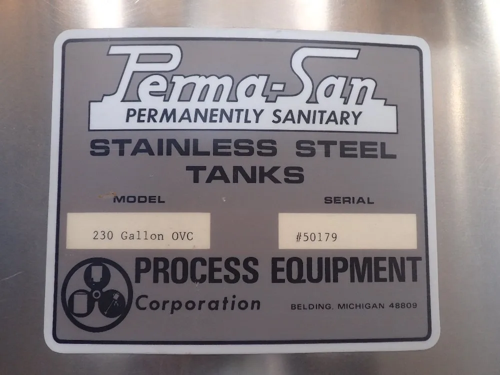 Perma San 230 Gal Stainless Steel Tank - 230 Gallon Ovc1