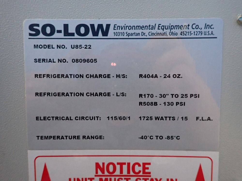 So-low Ultra Low Freezer - U85-22