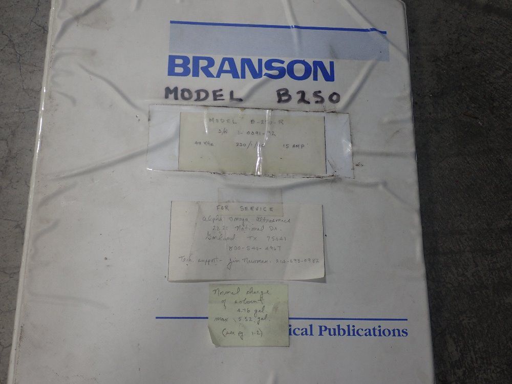 Branson Ultrasonics Corp. Ultrasonic Vapor Degreaser - B-250-r