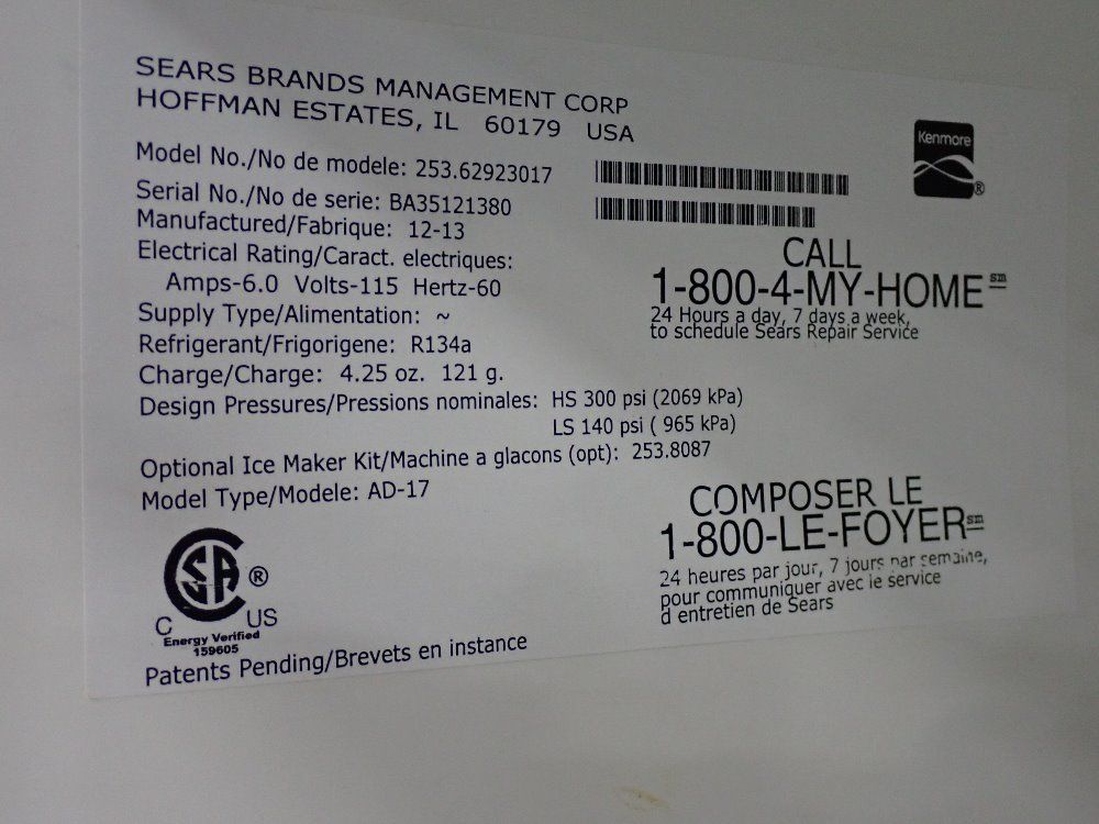 Kenmore S/s Refrigerator - 253.62923017