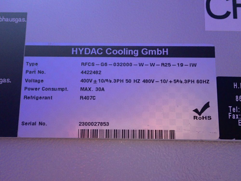 Hydac Chiller - Rfcs-66-032000-w-w-r25-19-iw