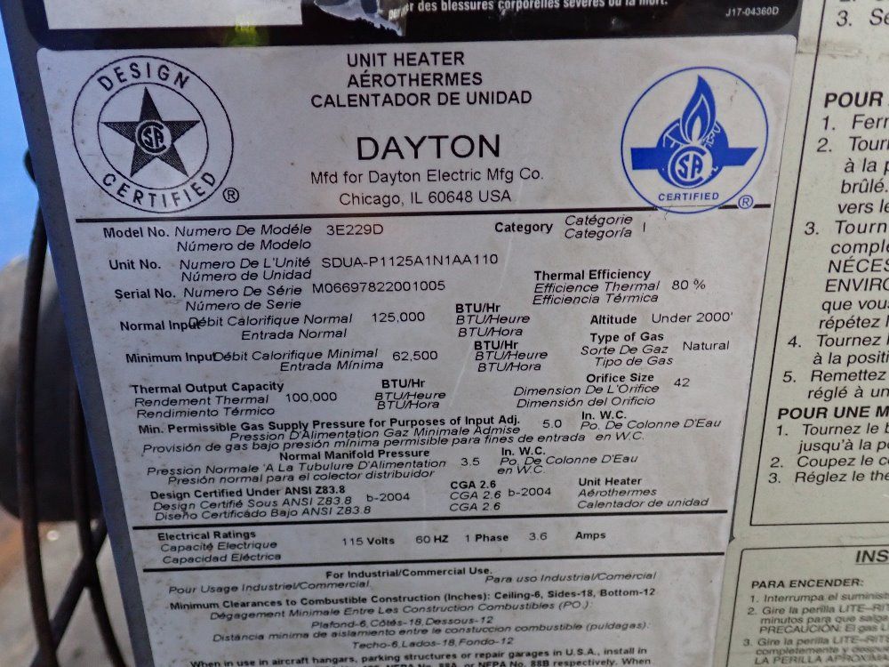 Dayton 100000 Btu Heater - 3e229d