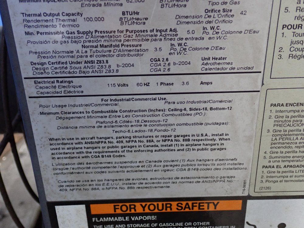 Dayton 100000 Btu Heater - 3e229d