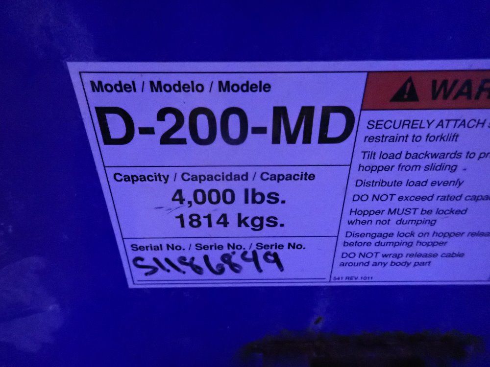 Vestil 63" X 53" X 41" Self Dumping Hopper