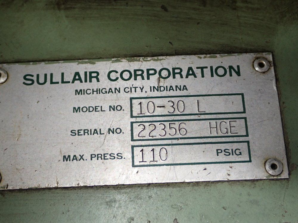 Sullair Corp 30 Hp Air Compressor - 10-30l
