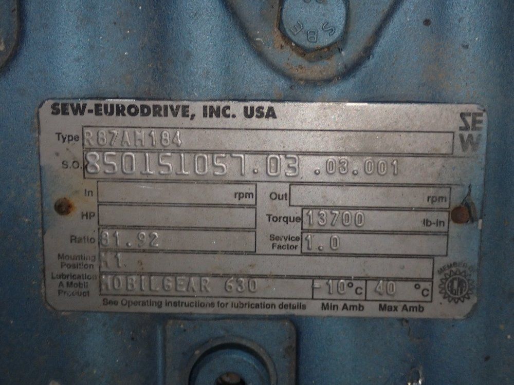 Sew-eurodrive 81.92 Ratio Gear Drive - R87am184