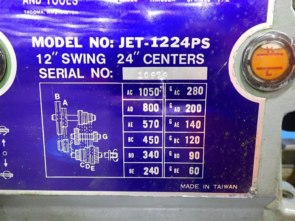 Jet 12" Swing 24" Centers Lathe - Jet-1224ps