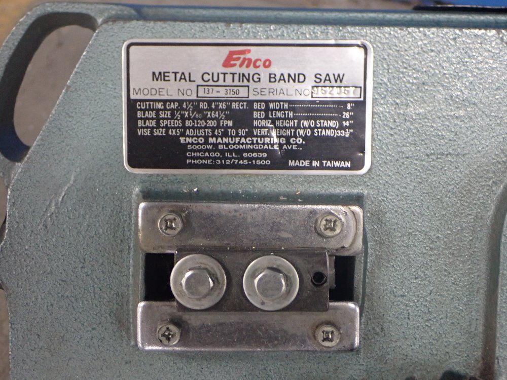Enco Mfg. Co. 4-1/2" Round/4"x6" Rectangle Metal Cutting Horizontal Band Saw - 137-3150