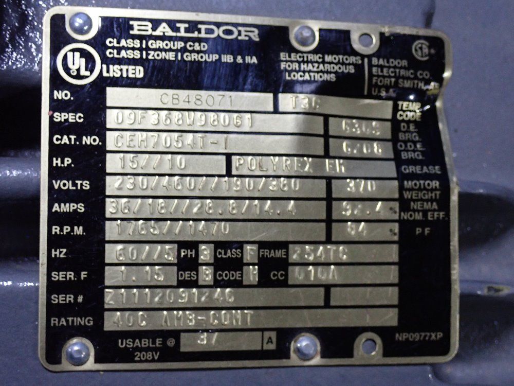 Baldor 15 Hp Motor 