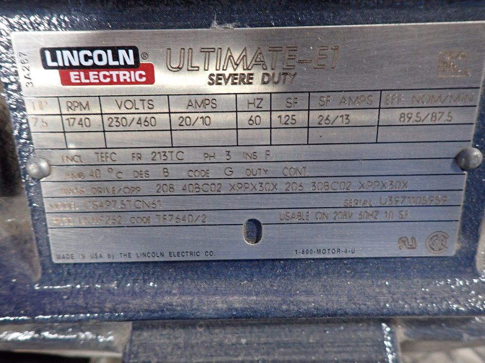 Lincoln Electric 75 Hp Motor