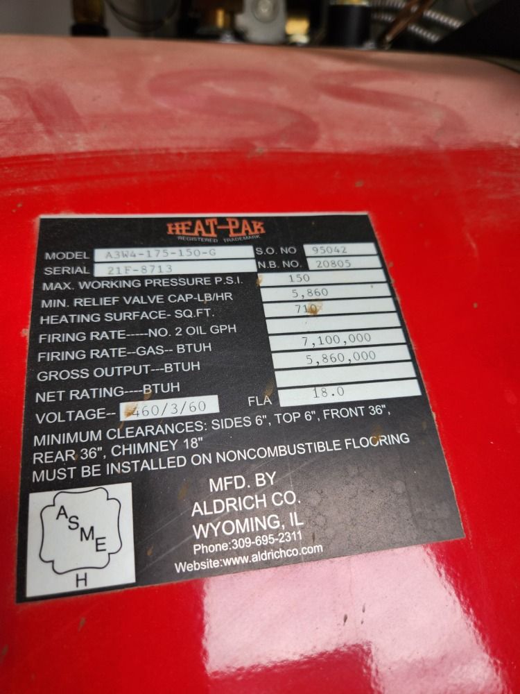 Aldrich 175 Hp Boiler - A3w4-175-g