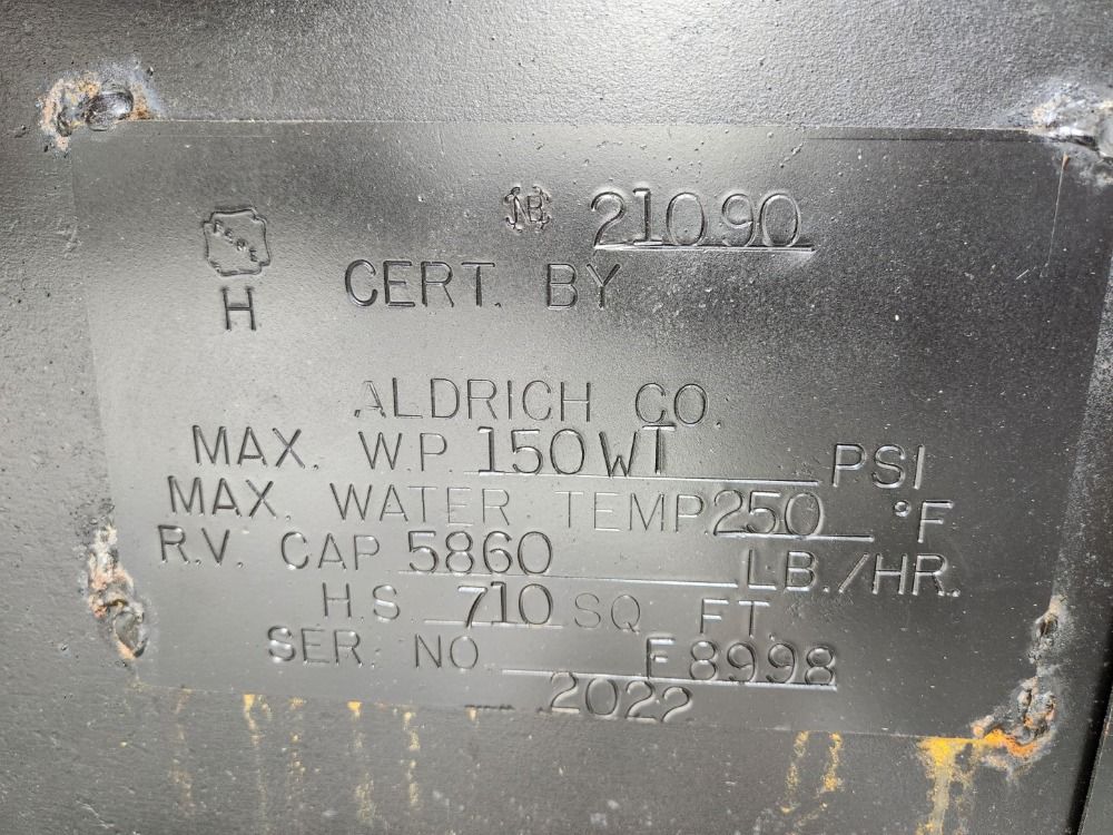 Aldrich 175 Hp Boiler - A3w4-175-150-g