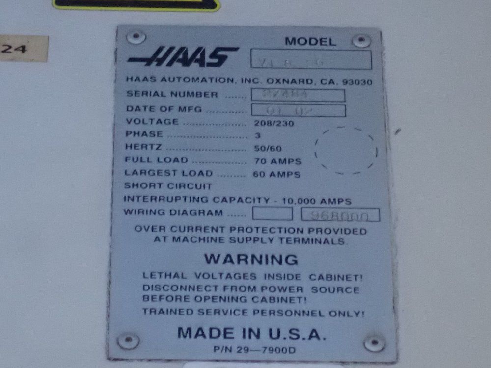 Haas 2002 Haas Vf850 Cnc Vmc
