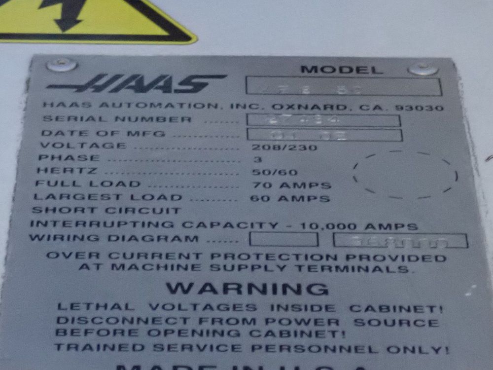 Haas 2002 Haas Vf850 Cnc Vmc