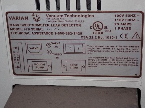 Varian Varian 979 Helium Leak Detector