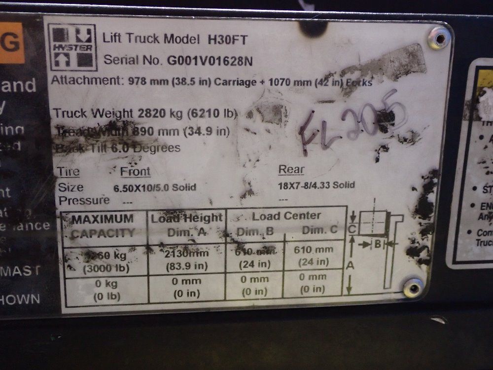 Hyster Hyster H30ft Propane Forklift