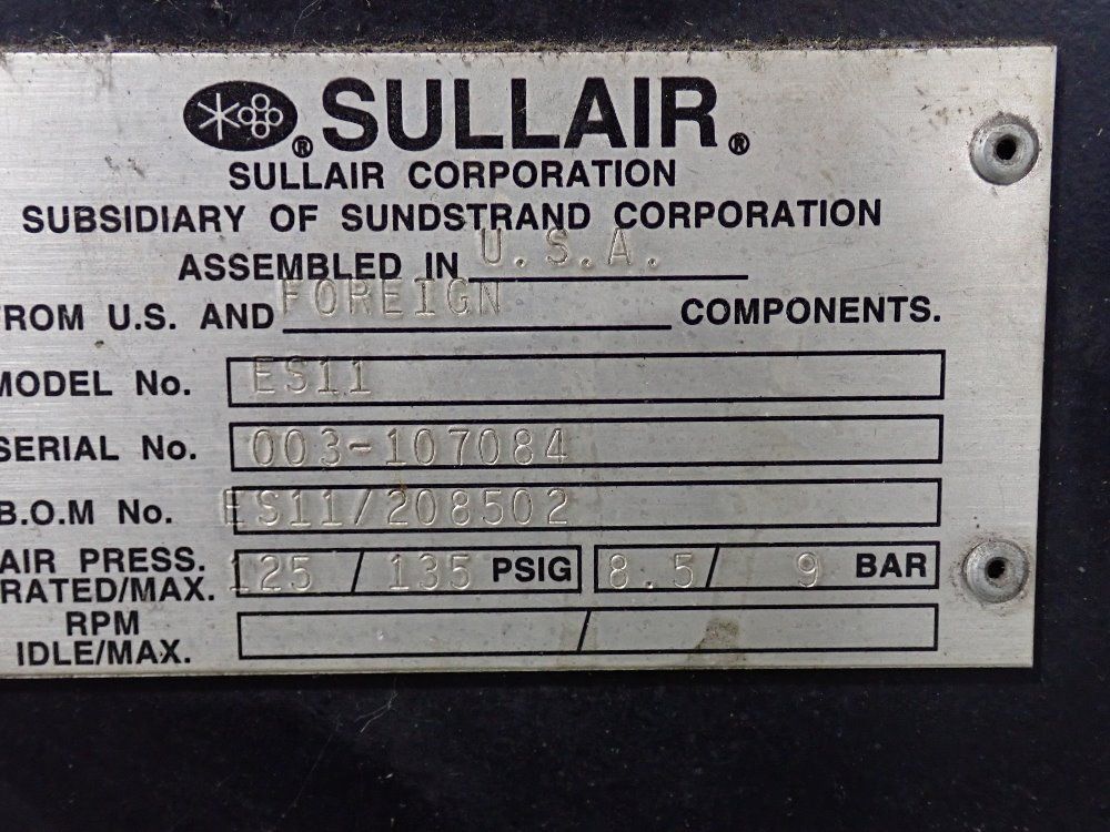 Sullair Sullair 40 Hp Air Compressor
