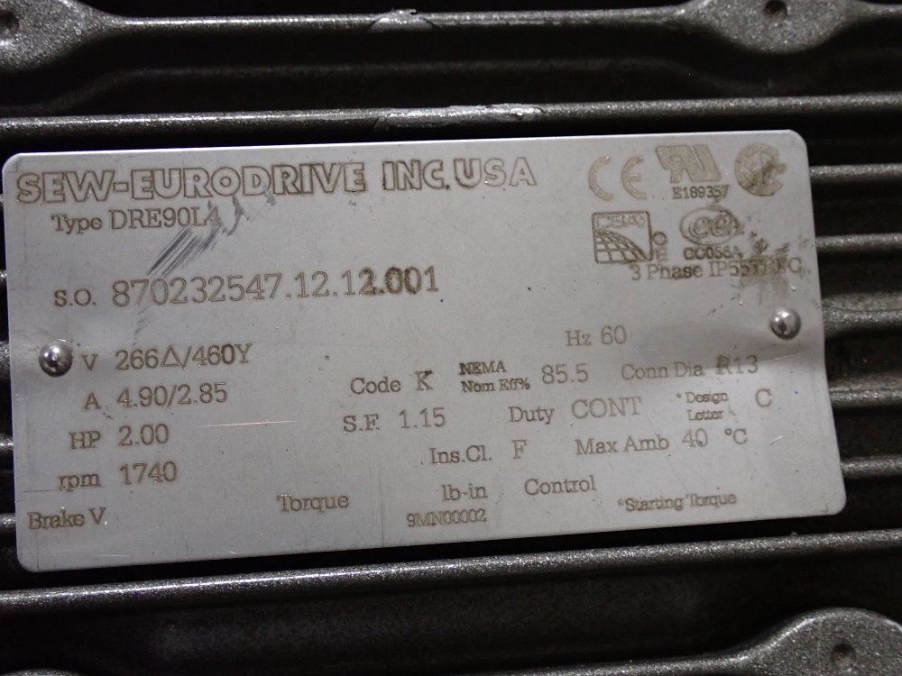 Sew-eurodrive 2hp Gear Motor - Dre90l