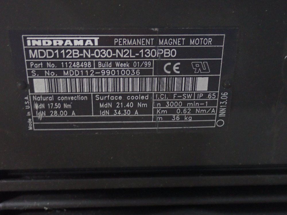 Indramat 28.00a Servo Motor - Mdd112b-n-030-n2l-130pb0