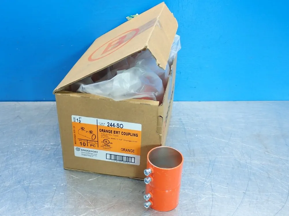 Bridgeport 1-1/2 Coupling Orange Set Screw Emt Coupling - 244-so