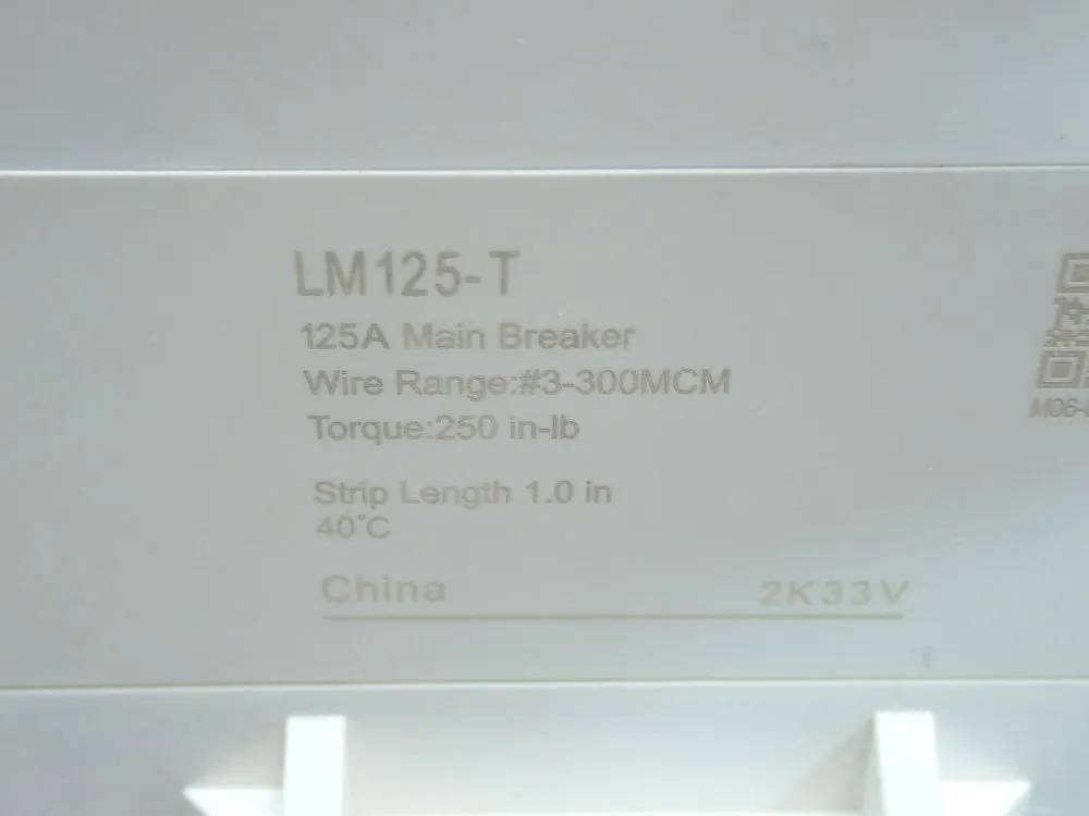 Leviton Thermal Magnetic Main Circuit Breaker - Lm125-t