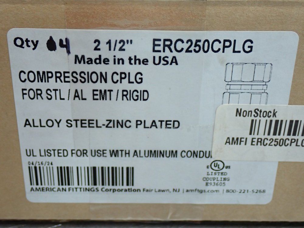 Amfi 2 1/2in=2.5" Emt/rigid Dual-rated Compression Coupling - Erc250cplg