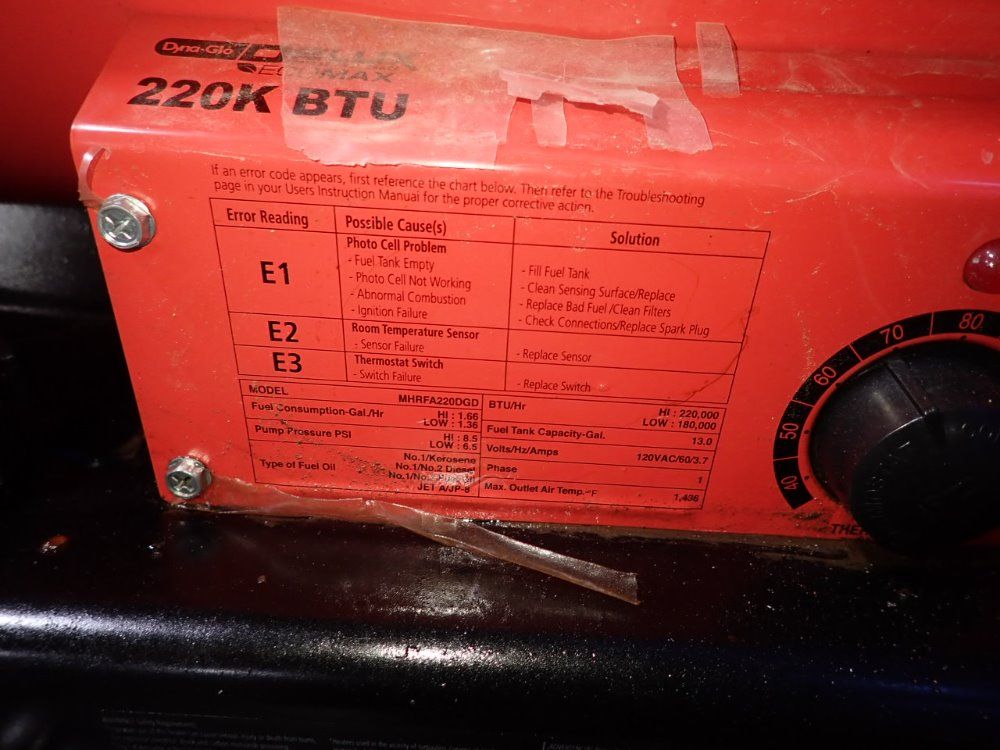 Dyna-glo 220000 Btu Forced Air Heater - Mhrfa220dgd