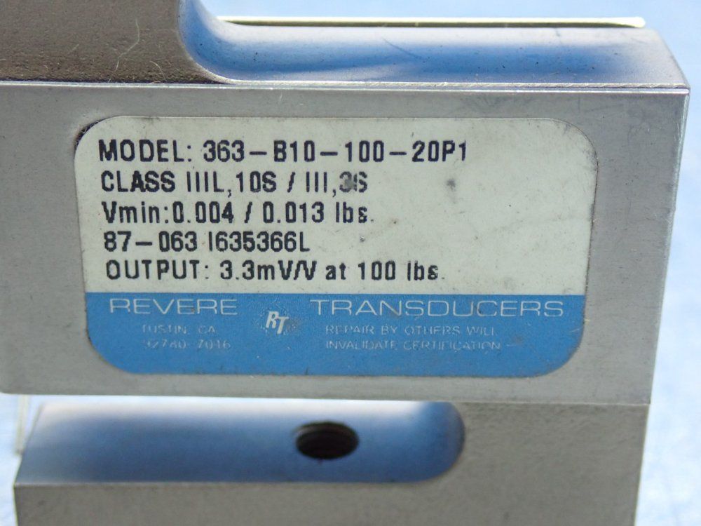 Totalcomp Industrial Load Cell Revere Transducer Unit S-type - 363-b10-100-20p1