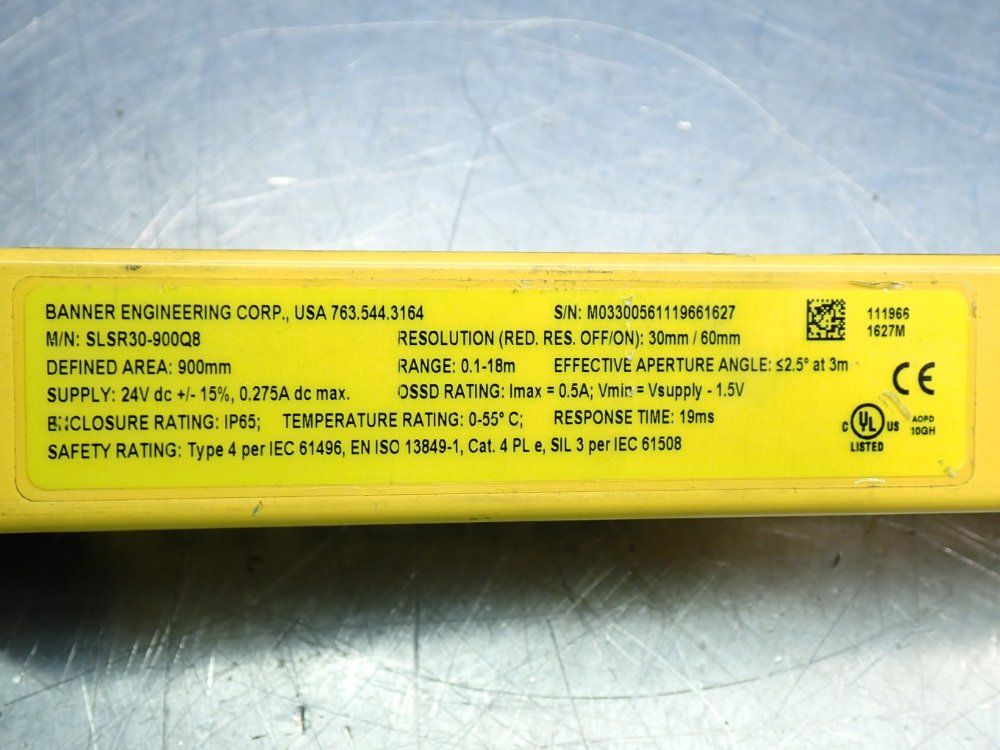 Banner 14/30-series Ez-screen Light Curtain Emitter & Receiver - Slsr30-900q8