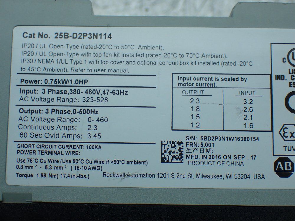 Allen-bradley Powerflex 525 Ac Servo Drive - 25b-d2p3n114