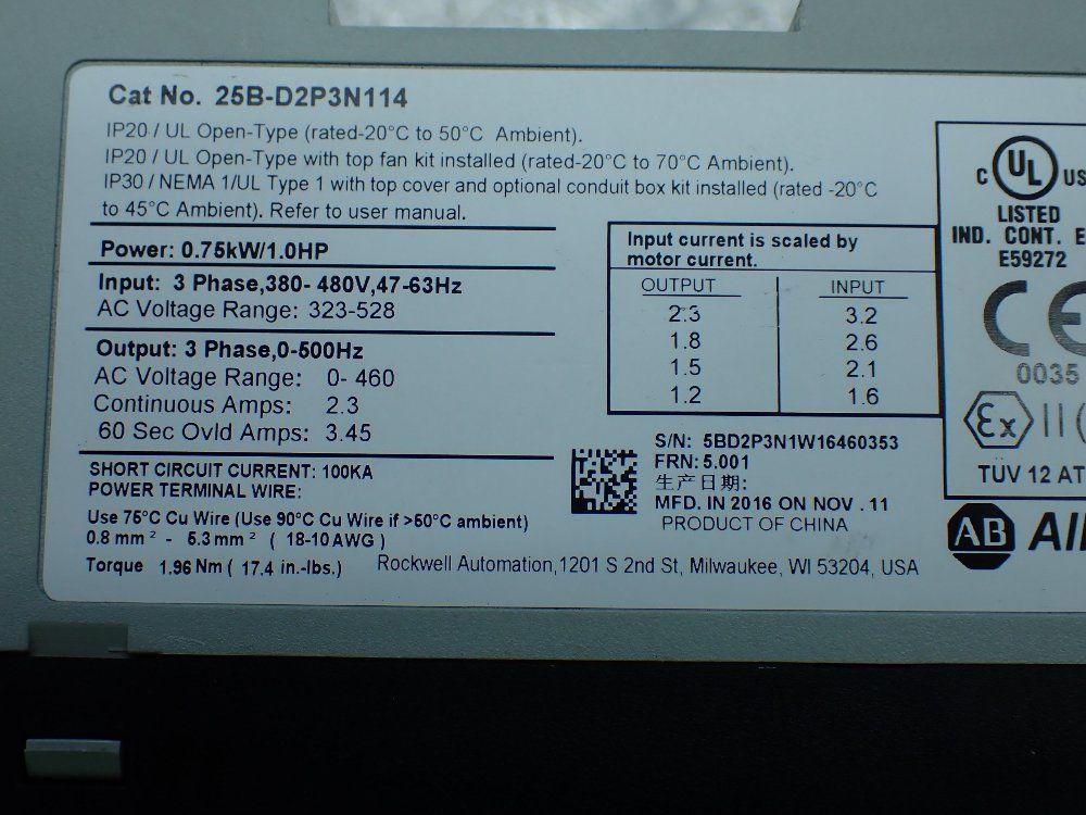 Allen-bradley Powerflex 525, Ac Servo Drive - 25b-d2p3n114