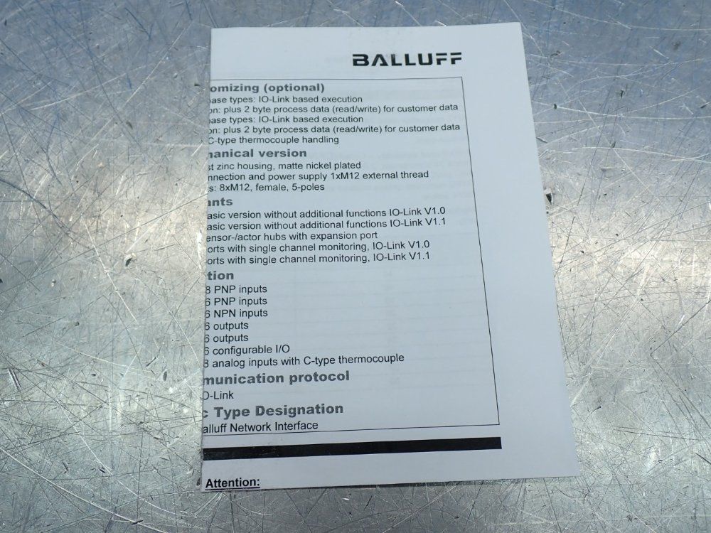 Balluff Io-link Sensor Actuator Hub - Bni00cn