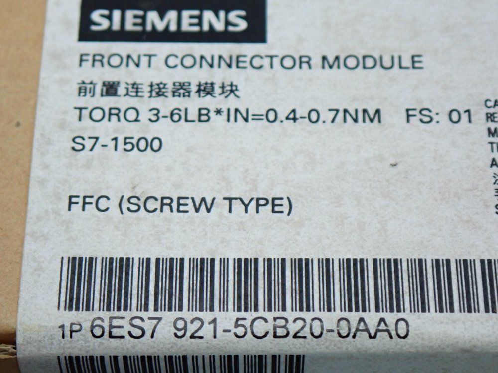 Siemens Simatic S7-1500 Front Connector Module - 6es7921-5cb20-0aa0