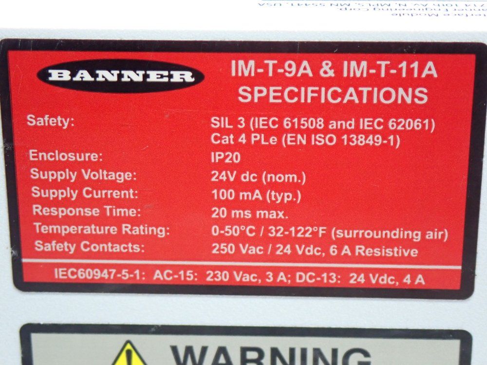Banner Im-t Series Interface Safety Relay - Im-t-9a