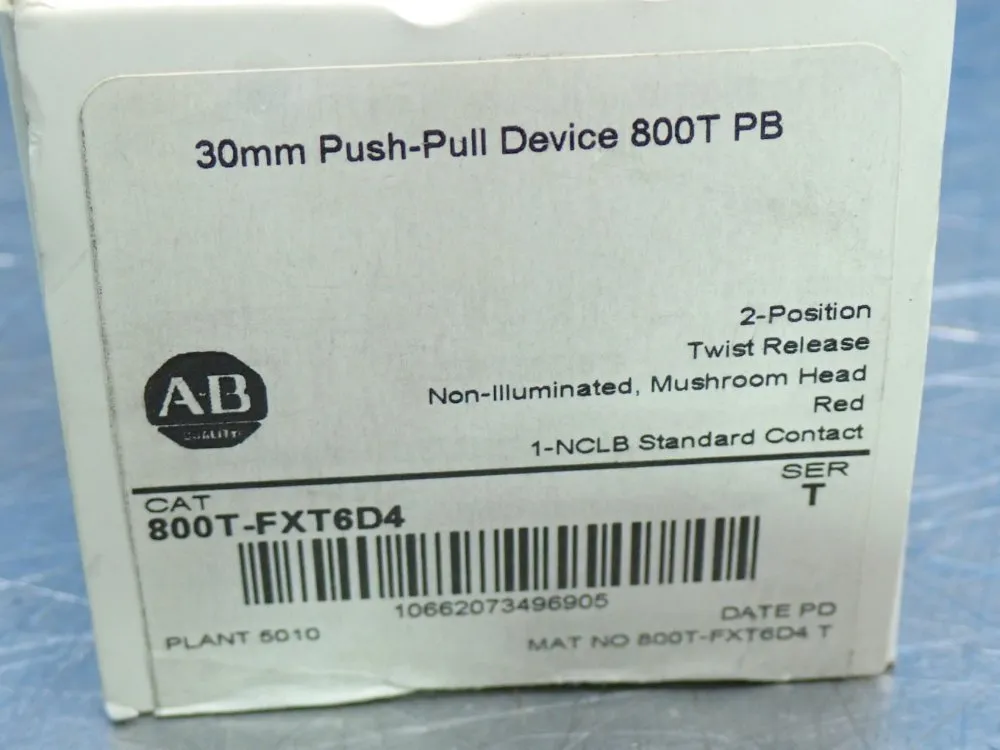 Allen Bradley 30mm E-stop Two-position Button - 800t-fxt6d4