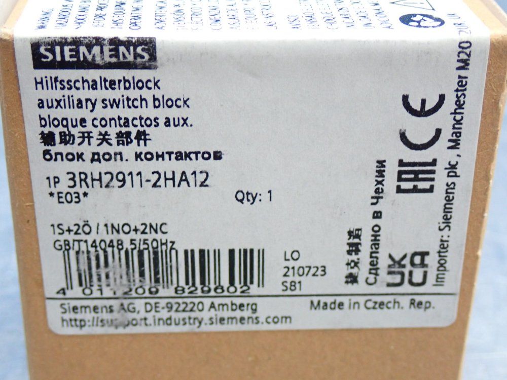 Siemens Auxiliary Switch Contact Block Relay 3rh-series - 3rh2911-2ha12