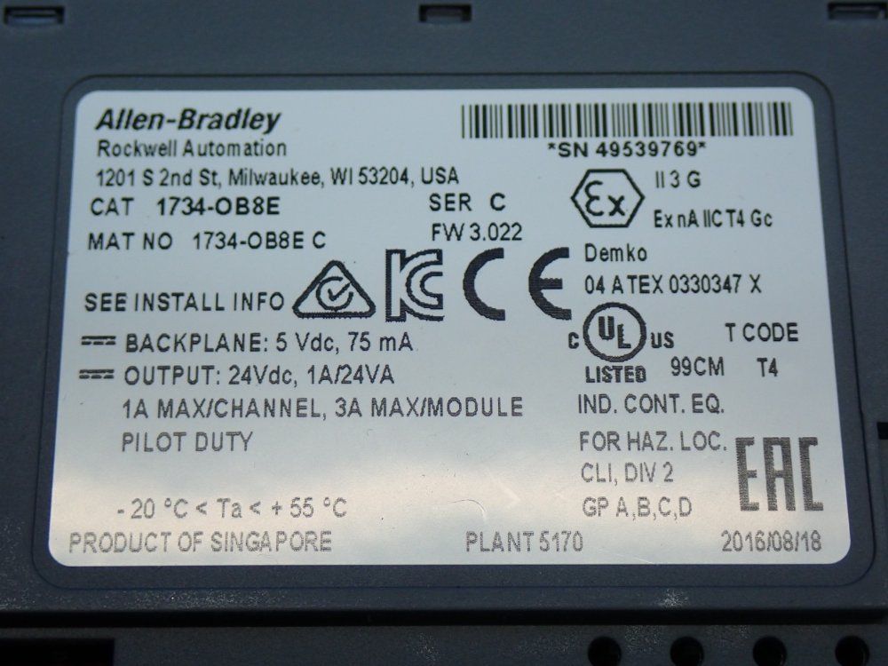 Allen Bradley Enhanced Source Digital Output Module - 1734-ob8e