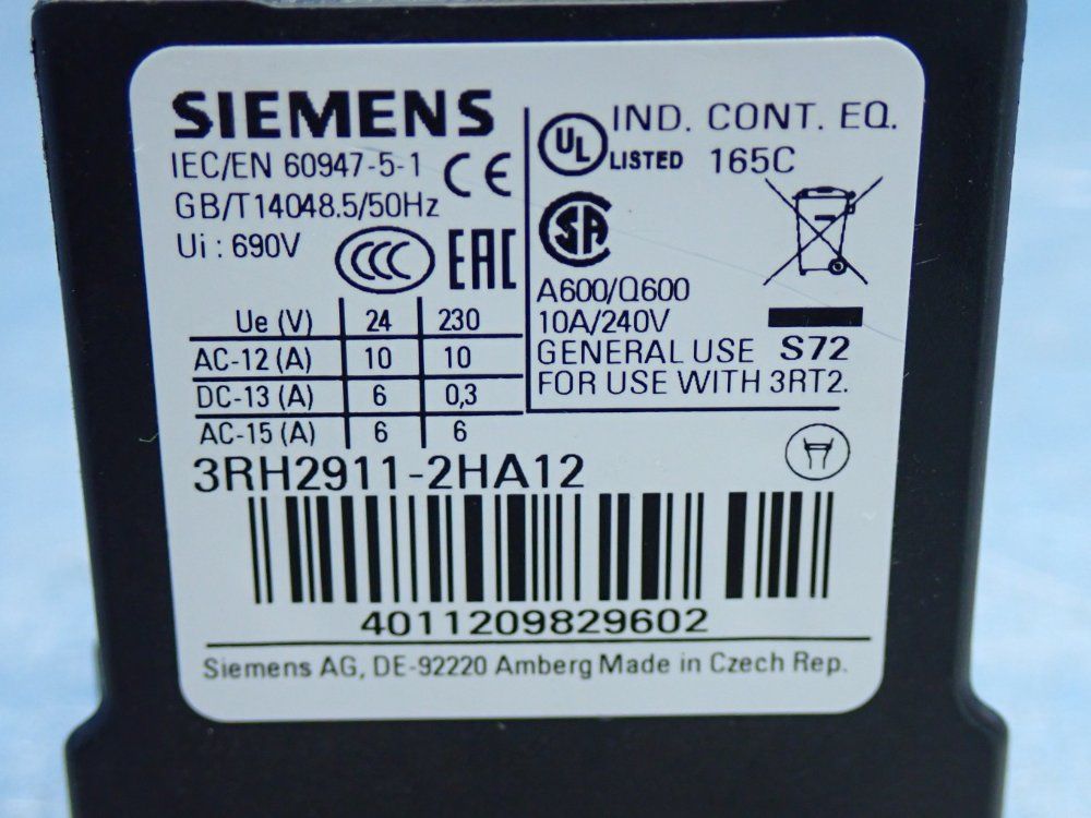 Siemens Auxiliary Contact Block, 2pcs - 3rh2911-2ha12