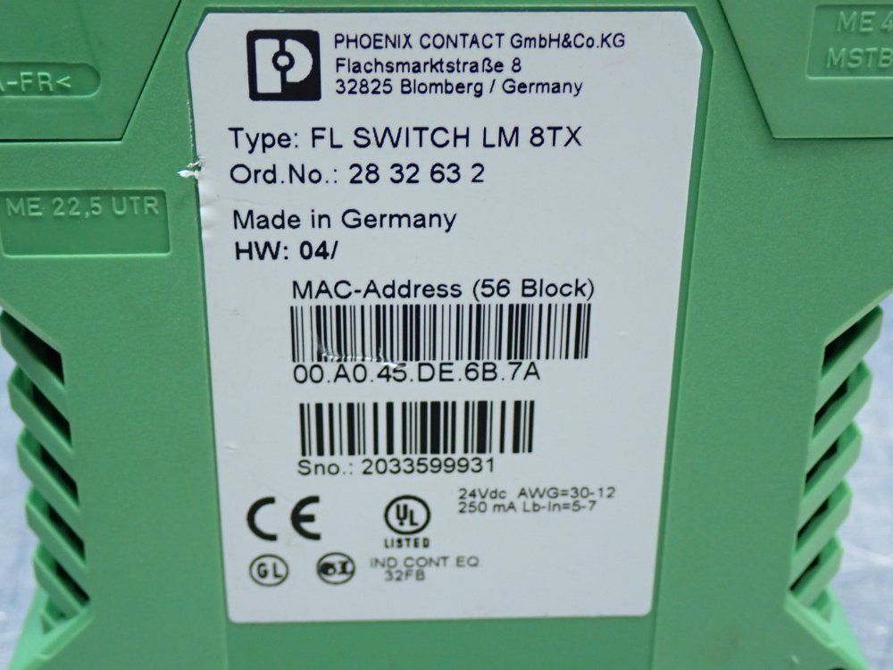 Phoenix Contact 10/100mbps Fl Switch Lm 8tx Ethernet Switch - 2832632