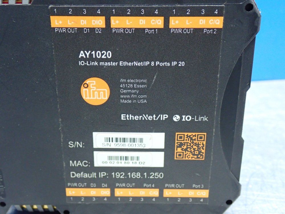 Ifm Io-link Master Ethernet/ip Module - Ay1020
